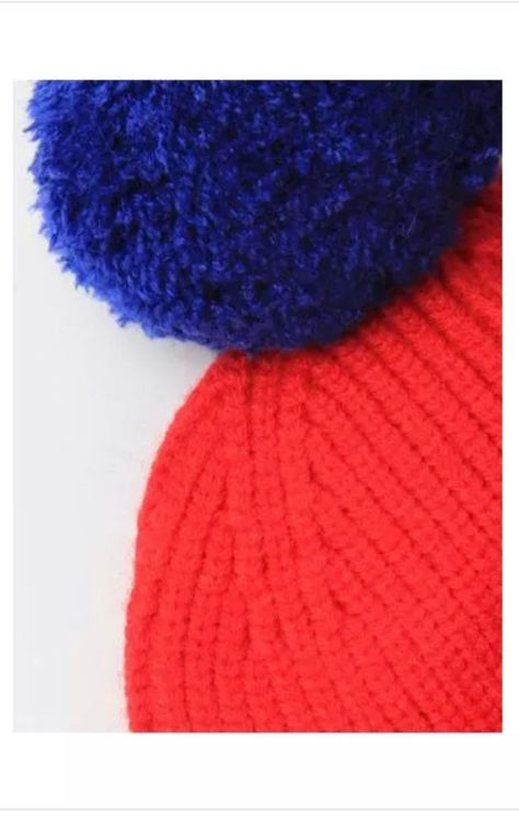 Picture of 80408 -Childrens Sized Knitted Bobble Hat.-RED-GREY-NAVY